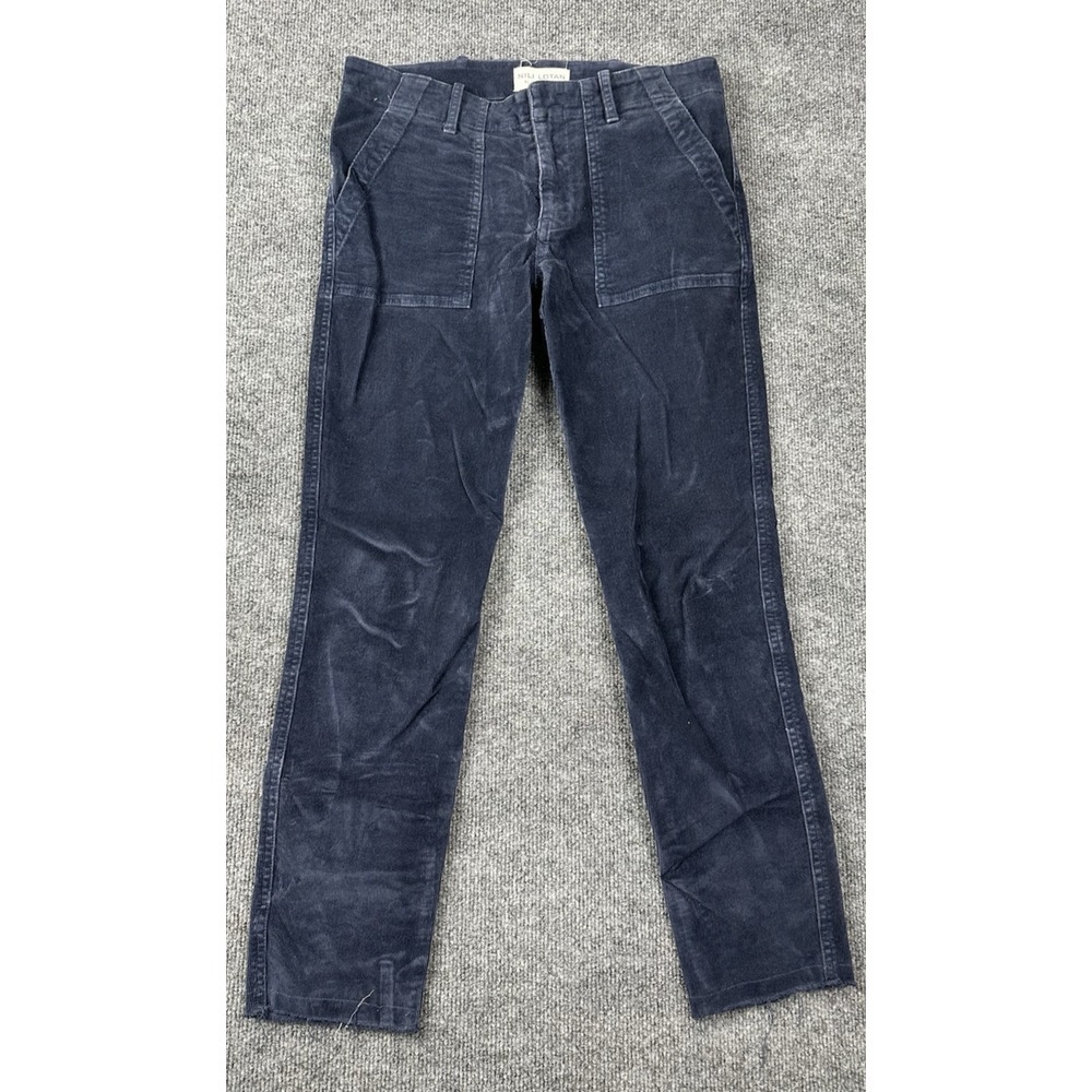Nili Lotan Jenna‎ Corduroy Clover Blue Cutoff Cotton Pant Size 0 Women's